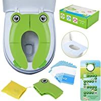 Los mejores  - Adaptador para inodoro para niños- portátil- plegable- para viaje- almohadillas de silicona antideslizantes- apto para…